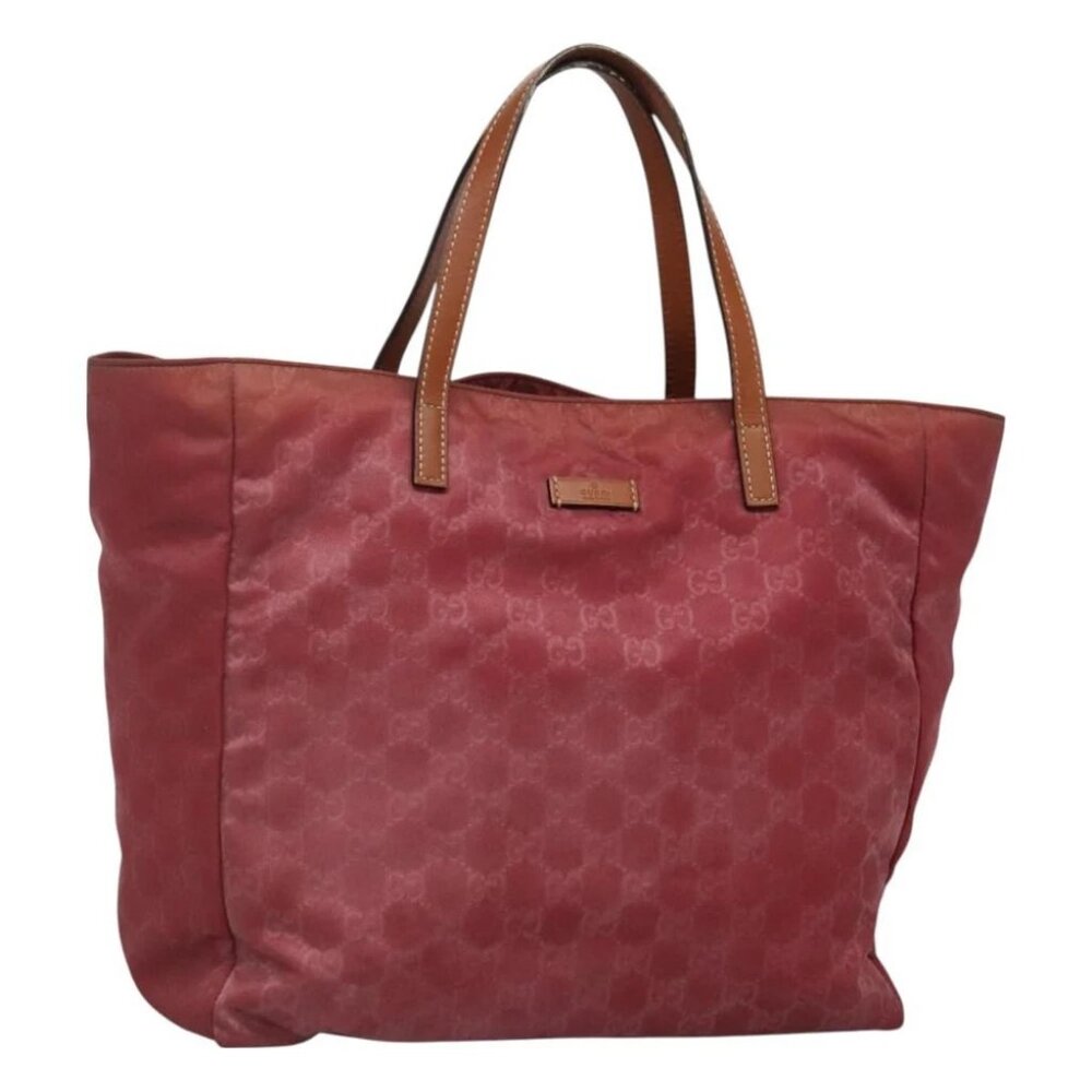 GUCCI GG Canvas Tote Bag Nylon Pink Silver 282439 Auth ti3238 - Picture 1 of 16